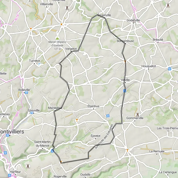 Map miniature of "Gainneville Loop" cycling inspiration in Haute-Normandie, France. Generated by Tarmacs.app cycling route planner