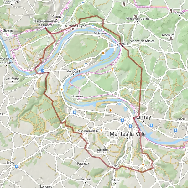 Map miniature of "La Boucle des Boucles" cycling inspiration in Haute-Normandie, France. Generated by Tarmacs.app cycling route planner