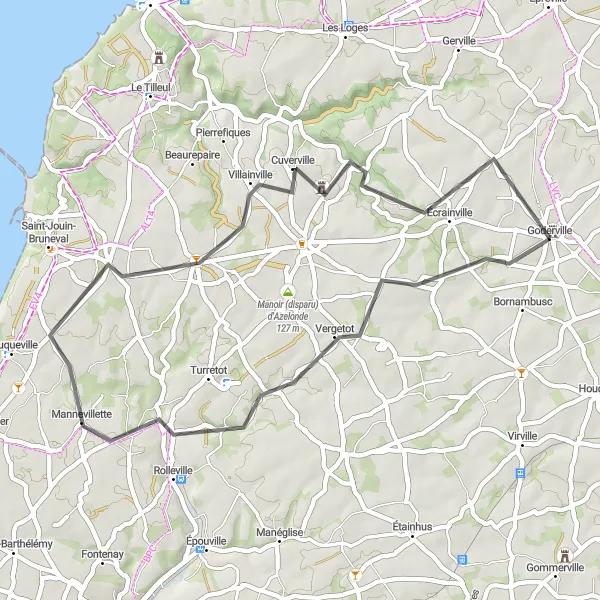 Map miniature of "La Boucle de SAUSSEUZEMARE en famille" cycling inspiration in Haute-Normandie, France. Generated by Tarmacs.app cycling route planner