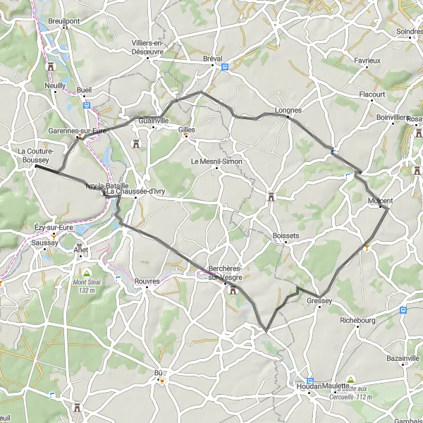 Map miniature of "Majestic Villages and Scenic Beauty" cycling inspiration in Haute-Normandie, France. Generated by Tarmacs.app cycling route planner