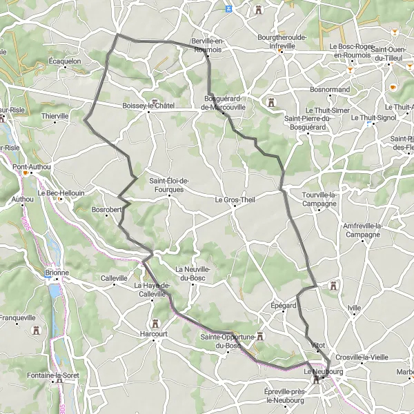 Map miniature of "Taste of Normandy" cycling inspiration in Haute-Normandie, France. Generated by Tarmacs.app cycling route planner