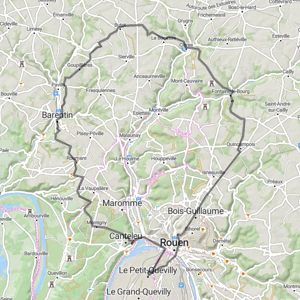 Map miniature of "Mont-Saint-Aignan Circuit" cycling inspiration in Haute-Normandie, France. Generated by Tarmacs.app cycling route planner