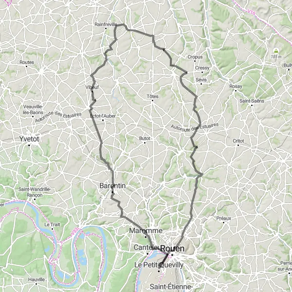 Map miniature of "Scenic Hilltops Adventure" cycling inspiration in Haute-Normandie, France. Generated by Tarmacs.app cycling route planner