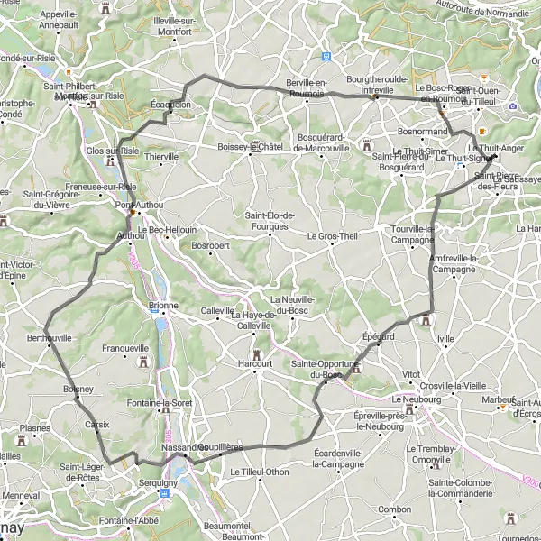 Map miniature of "The Epégard Loop" cycling inspiration in Haute-Normandie, France. Generated by Tarmacs.app cycling route planner