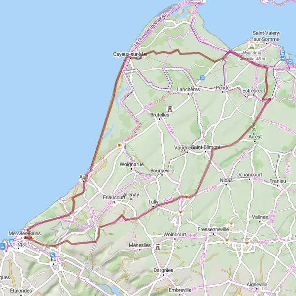 Map miniature of "Gravel Adventure" cycling inspiration in Haute-Normandie, France. Generated by Tarmacs.app cycling route planner