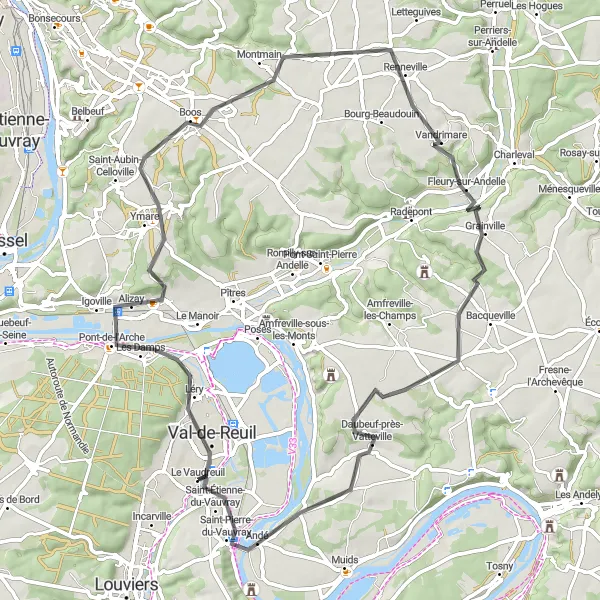 Map miniature of "Val-de-Reuil Adventure" cycling inspiration in Haute-Normandie, France. Generated by Tarmacs.app cycling route planner