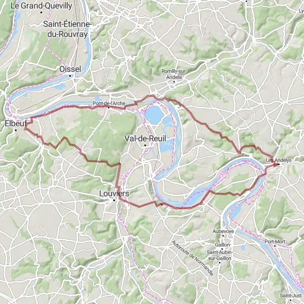 Map miniature of "Gravel Adventure: Normandy Countryside" cycling inspiration in Haute-Normandie, France. Generated by Tarmacs.app cycling route planner