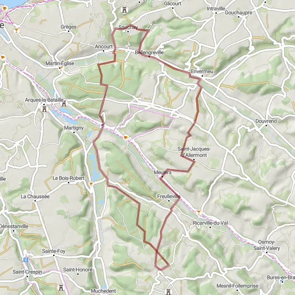 Map miniature of "Picturesque Route: Saint-Aubin-le-Cauf to Les Grandes-Ventes" cycling inspiration in Haute-Normandie, France. Generated by Tarmacs.app cycling route planner