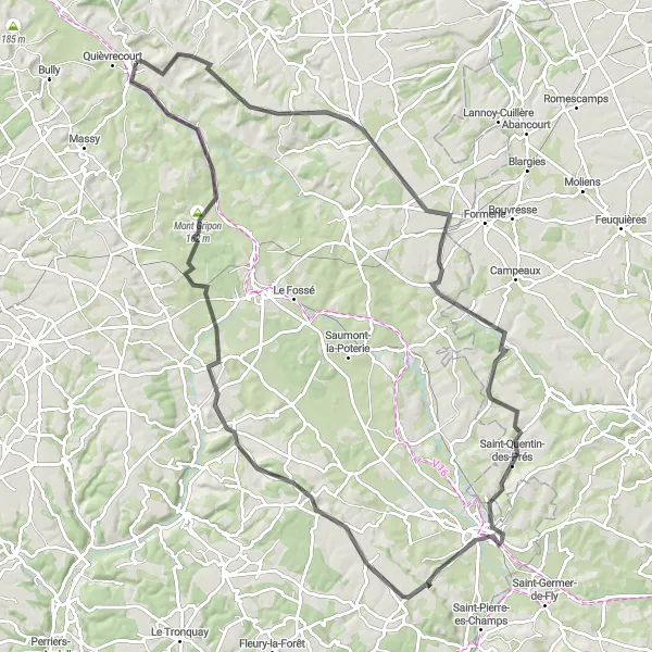 Map miniature of "The Conteville Discovery" cycling inspiration in Haute-Normandie, France. Generated by Tarmacs.app cycling route planner