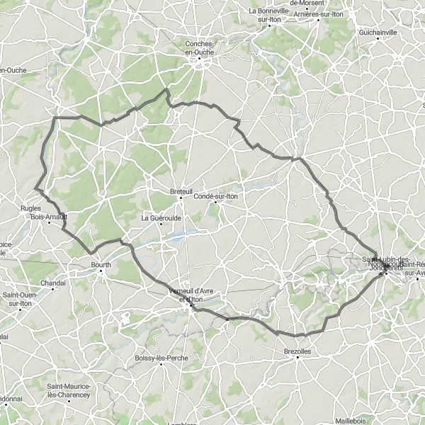 Miniature de la carte de l'inspiration cycliste "Les villages pittoresques de Haute-Normandie" dans la Haute-Normandie, France. Générée par le planificateur d'itinéraire cycliste Tarmacs.app