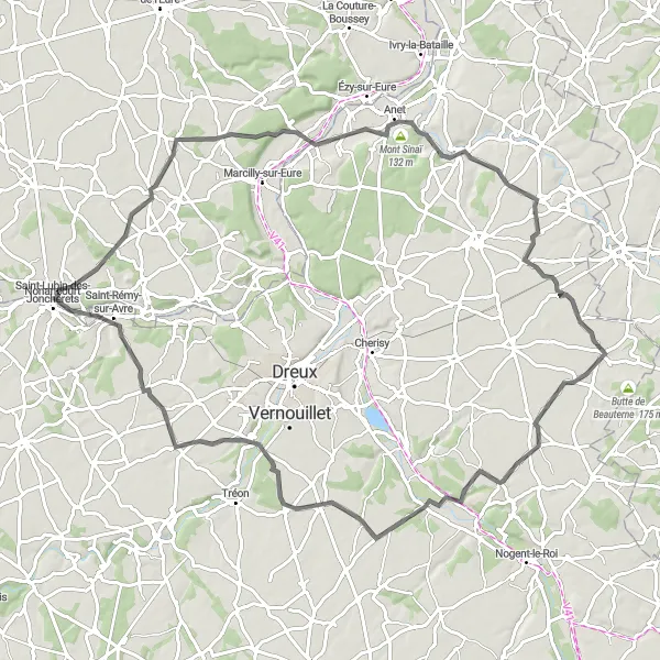 Miniature de la carte de l'inspiration cycliste "Les villages historiques de Normandie" dans la Haute-Normandie, France. Générée par le planificateur d'itinéraire cycliste Tarmacs.app