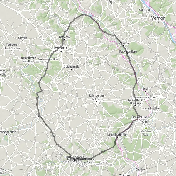 Miniature de la carte de l'inspiration cycliste "Les trésors cachés de Normandie" dans la Haute-Normandie, France. Générée par le planificateur d'itinéraire cycliste Tarmacs.app