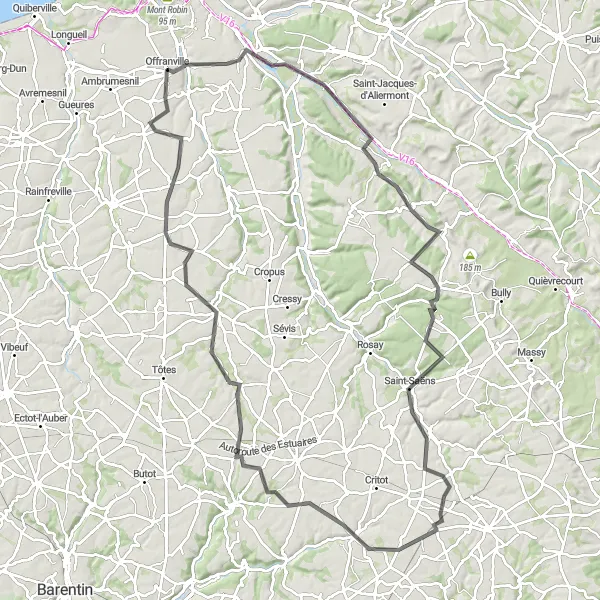 Map miniature of "Idyllic Countryside Adventure" cycling inspiration in Haute-Normandie, France. Generated by Tarmacs.app cycling route planner