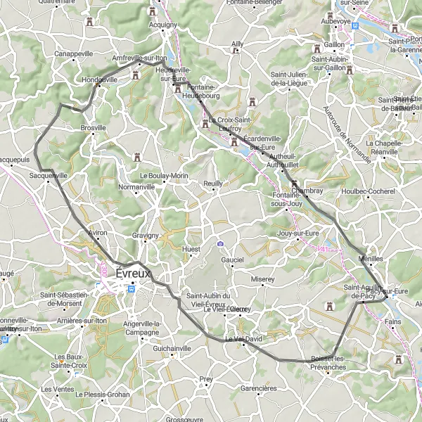 Map miniature of "Frank Tour de Normandie" cycling inspiration in Haute-Normandie, France. Generated by Tarmacs.app cycling route planner