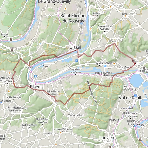 Map miniature of "The Nature Escape" cycling inspiration in Haute-Normandie, France. Generated by Tarmacs.app cycling route planner