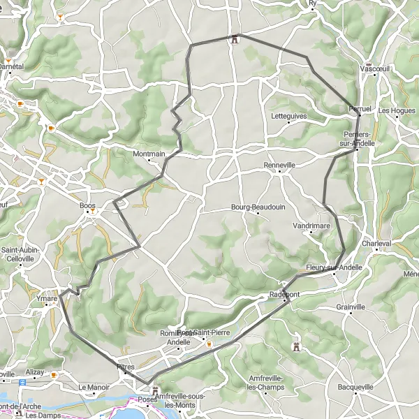 Map miniature of "Normandy Road Cycling Adventure" cycling inspiration in Haute-Normandie, France. Generated by Tarmacs.app cycling route planner