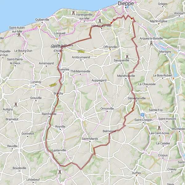 Miniature de la carte de l'inspiration cycliste "Aventure Gravel en Normandie" dans la Haute-Normandie, France. Générée par le planificateur d'itinéraire cycliste Tarmacs.app