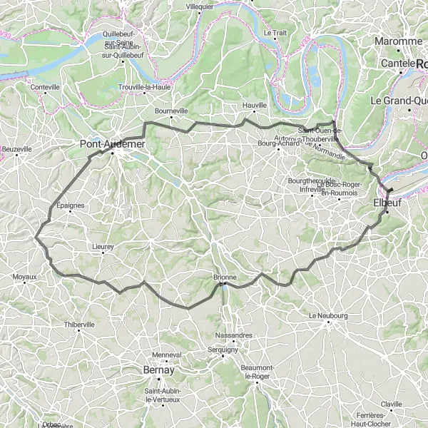 Map miniature of "Brionne Adventure" cycling inspiration in Haute-Normandie, France. Generated by Tarmacs.app cycling route planner