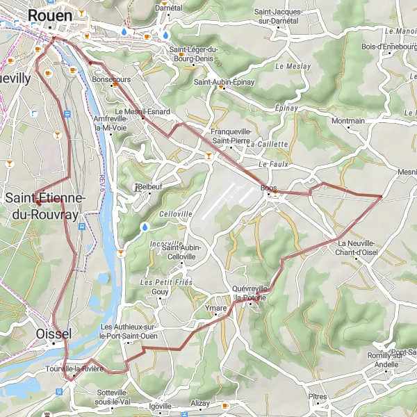 Map miniature of "Rouen Discovery" cycling inspiration in Haute-Normandie, France. Generated by Tarmacs.app cycling route planner