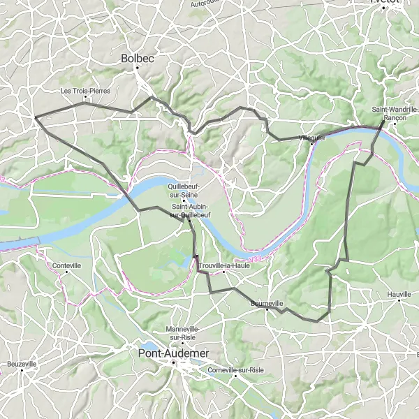Map miniature of "Epic Seine Adventure" cycling inspiration in Haute-Normandie, France. Generated by Tarmacs.app cycling route planner