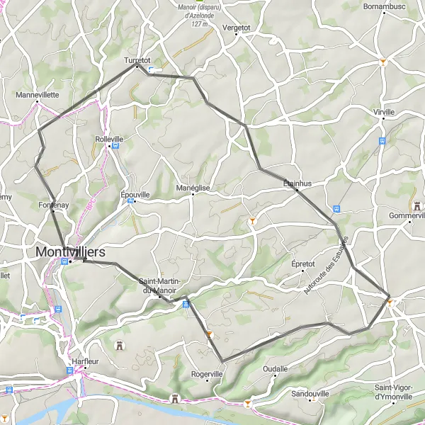 Map miniature of "Saint-Aubin-Routot Loop" cycling inspiration in Haute-Normandie, France. Generated by Tarmacs.app cycling route planner