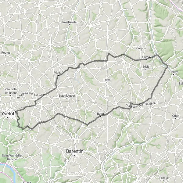 Map miniature of "The Scenic Beauty of Haute-Normandie" cycling inspiration in Haute-Normandie, France. Generated by Tarmacs.app cycling route planner