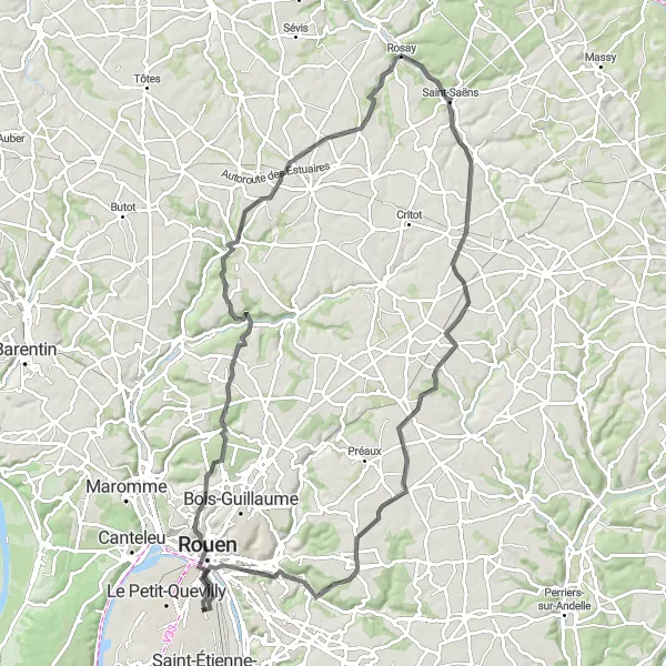 Map miniature of "The Ultimate Cycling Challenge to Ancre de la Jeanne d'Arc" cycling inspiration in Haute-Normandie, France. Generated by Tarmacs.app cycling route planner