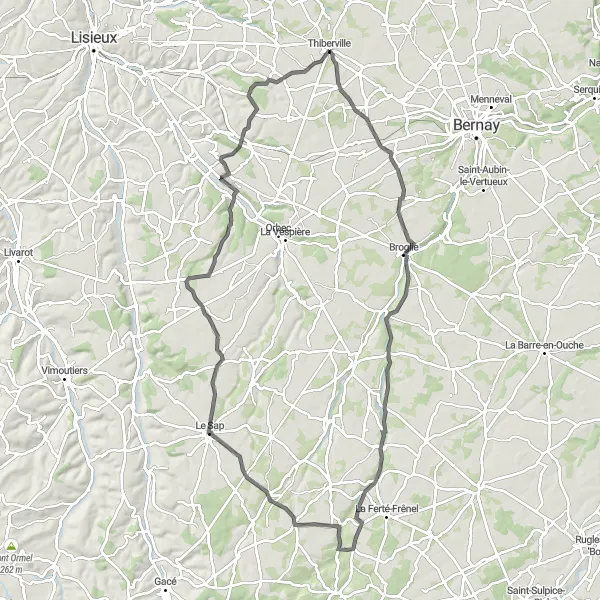 Map miniature of "Notre-Dame-du-Hamel Adventure" cycling inspiration in Haute-Normandie, France. Generated by Tarmacs.app cycling route planner