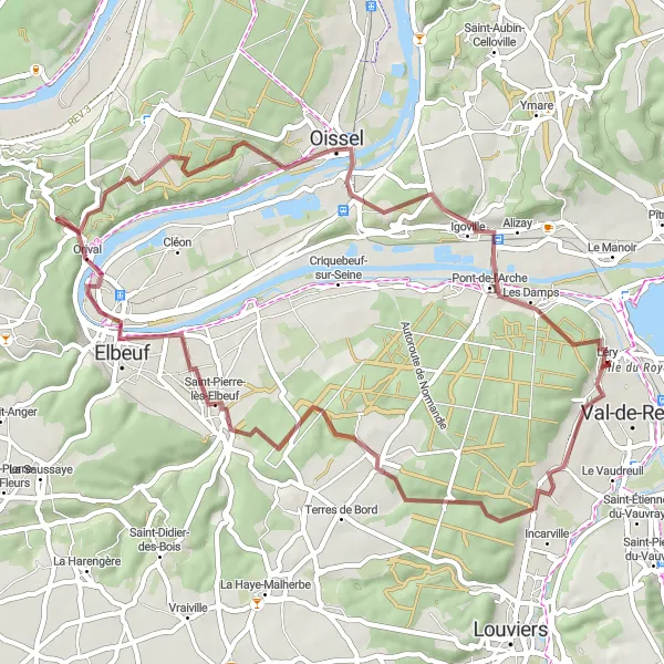 Map miniature of "Discovering the Hidden Gems of Incarville" cycling inspiration in Haute-Normandie, France. Generated by Tarmacs.app cycling route planner