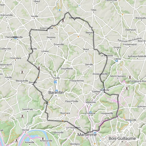 Map miniature of "Saint-Martin-aux-Arbres Loop" cycling inspiration in Haute-Normandie, France. Generated by Tarmacs.app cycling route planner