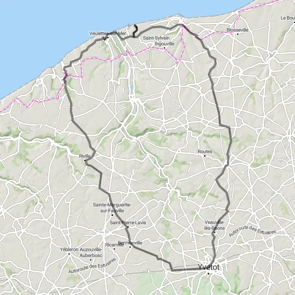 Map miniature of "Scenic Vistas and Charming Villages Tour" cycling inspiration in Haute-Normandie, France. Generated by Tarmacs.app cycling route planner