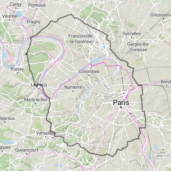 Miniature de la carte de l'inspiration cycliste "Parcours à travers Montmorency et La Celle-Saint-Cloud" dans la Ile-de-France, France. Générée par le planificateur d'itinéraire cycliste Tarmacs.app