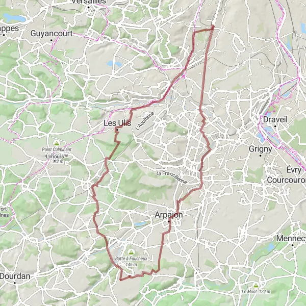 Map miniature of "Gravel Adventure" cycling inspiration in Ile-de-France, France. Generated by Tarmacs.app cycling route planner