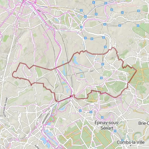 Map miniature of "Countryside Escape" cycling inspiration in Ile-de-France, France. Generated by Tarmacs.app cycling route planner