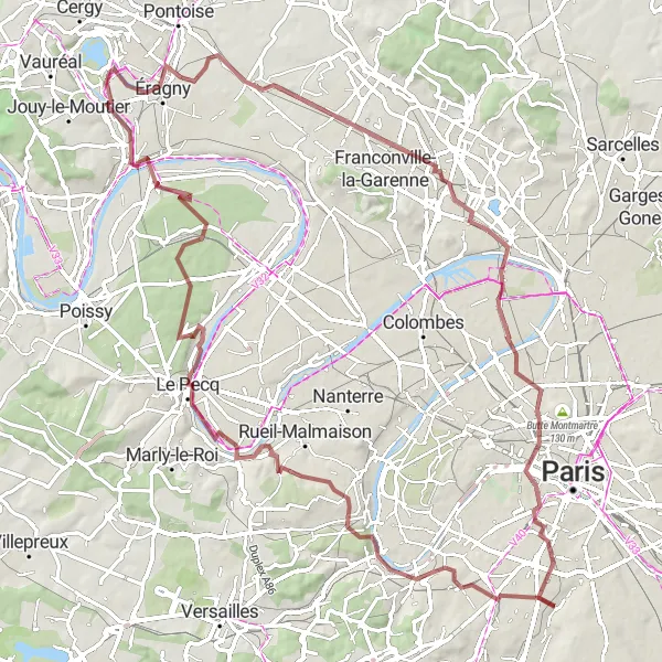 Miniature de la carte de l'inspiration cycliste "Tour de Seine-Saint-Denis" dans la Ile-de-France, France. Générée par le planificateur d'itinéraire cycliste Tarmacs.app