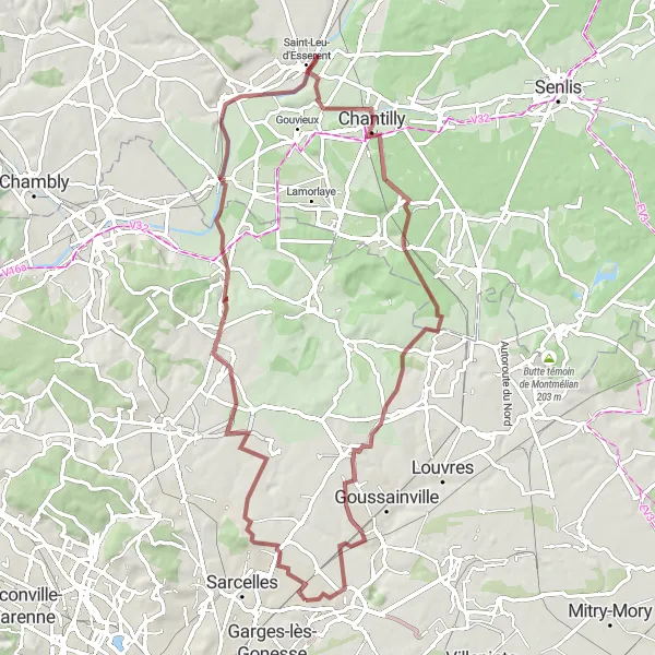 Map miniature of "Round-trip Cycling Route from Arnouville to Gonesse" cycling inspiration in Ile-de-France, France. Generated by Tarmacs.app cycling route planner