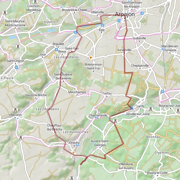 Map miniature of "Exploring Around La Norville" cycling inspiration in Ile-de-France, France. Generated by Tarmacs.app cycling route planner