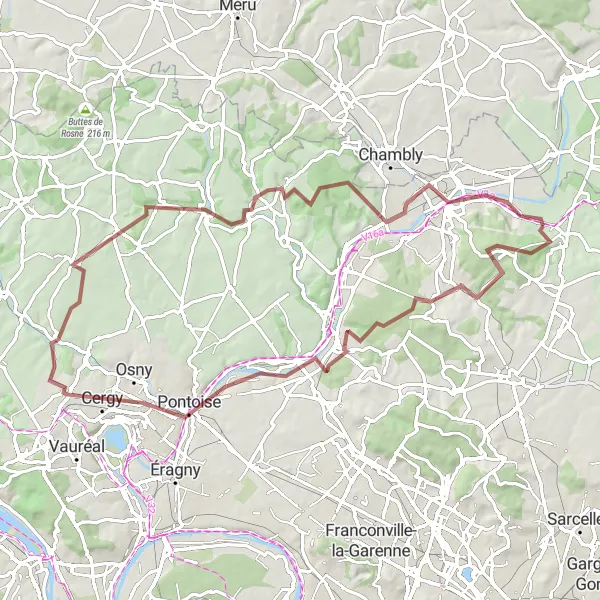 Map miniature of "Journey Through History" cycling inspiration in Ile-de-France, France. Generated by Tarmacs.app cycling route planner