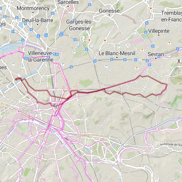Map miniature of "Gravel Adventure to Montmartre and Pigalle" cycling inspiration in Ile-de-France, France. Generated by Tarmacs.app cycling route planner