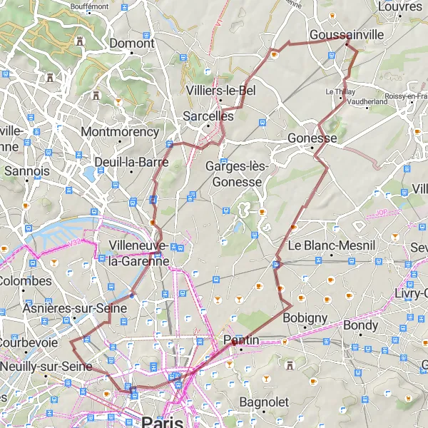 Map miniature of "Gravel Ride to Palais Garnier and 9th Arrondissement" cycling inspiration in Ile-de-France, France. Generated by Tarmacs.app cycling route planner