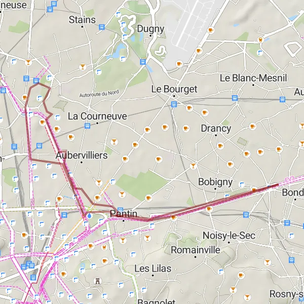 Miniature de la carte de l'inspiration cycliste "Boucle des Canal de l'Ourtt Route" dans la Ile-de-France, France. Générée par le planificateur d'itinéraire cycliste Tarmacs.app