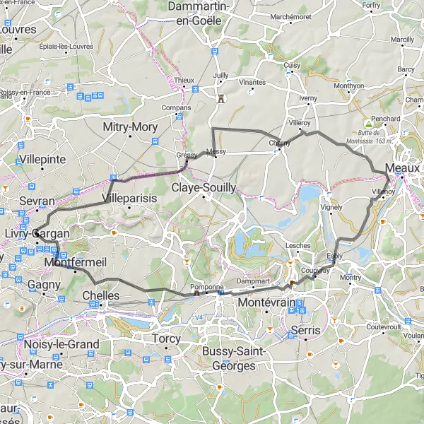 Map miniature of "Scenic Countryside Tour" cycling inspiration in Ile-de-France, France. Generated by Tarmacs.app cycling route planner