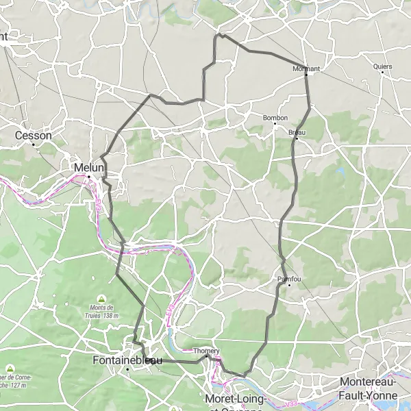 Map miniature of "Picturesque Countryside" cycling inspiration in Ile-de-France, France. Generated by Tarmacs.app cycling route planner