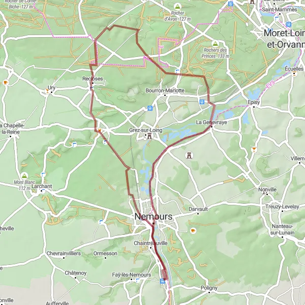 Map miniature of "The Unforgettable Gravel Ride" cycling inspiration in Ile-de-France, France. Generated by Tarmacs.app cycling route planner