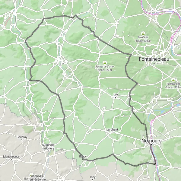 Map miniature of "The Majestic Forests and Historic Villages Road Trip" cycling inspiration in Ile-de-France, France. Generated by Tarmacs.app cycling route planner
