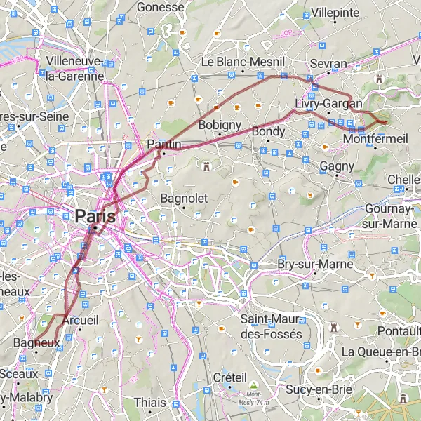 Miniature de la carte de l'inspiration cycliste "Boucle du Pont des Arts" dans la Ile-de-France, France. Générée par le planificateur d'itinéraire cycliste Tarmacs.app
