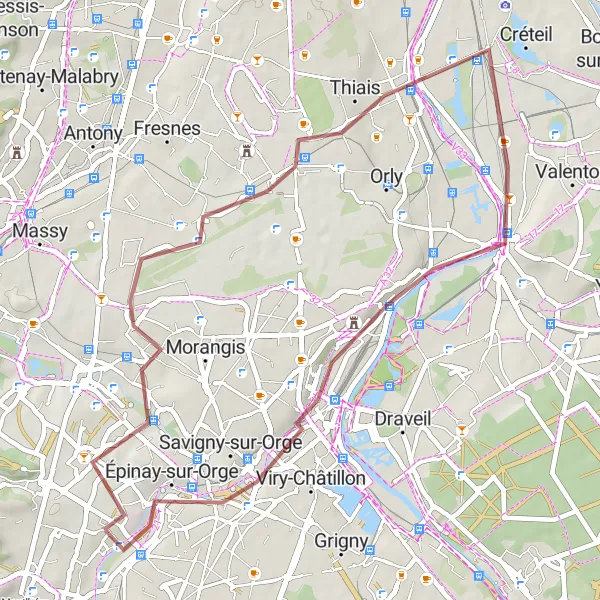 Map miniature of "Charming Gravel Delights" cycling inspiration in Ile-de-France, France. Generated by Tarmacs.app cycling route planner
