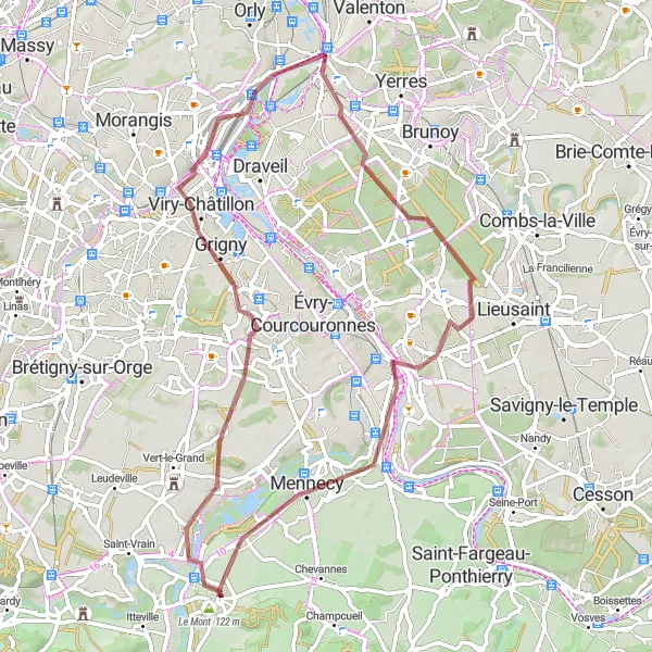Map miniature of "Valley Exploration" cycling inspiration in Ile-de-France, France. Generated by Tarmacs.app cycling route planner