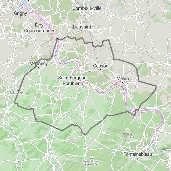 Map miniature of "Thousand Smiles Road" cycling inspiration in Ile-de-France, France. Generated by Tarmacs.app cycling route planner