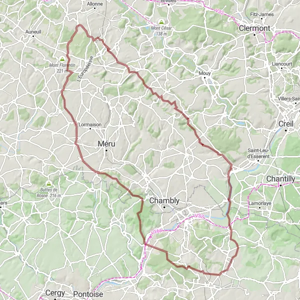 Miniature de la carte de l'inspiration cycliste "Tour de Parmain en gravel" dans la Ile-de-France, France. Générée par le planificateur d'itinéraire cycliste Tarmacs.app
